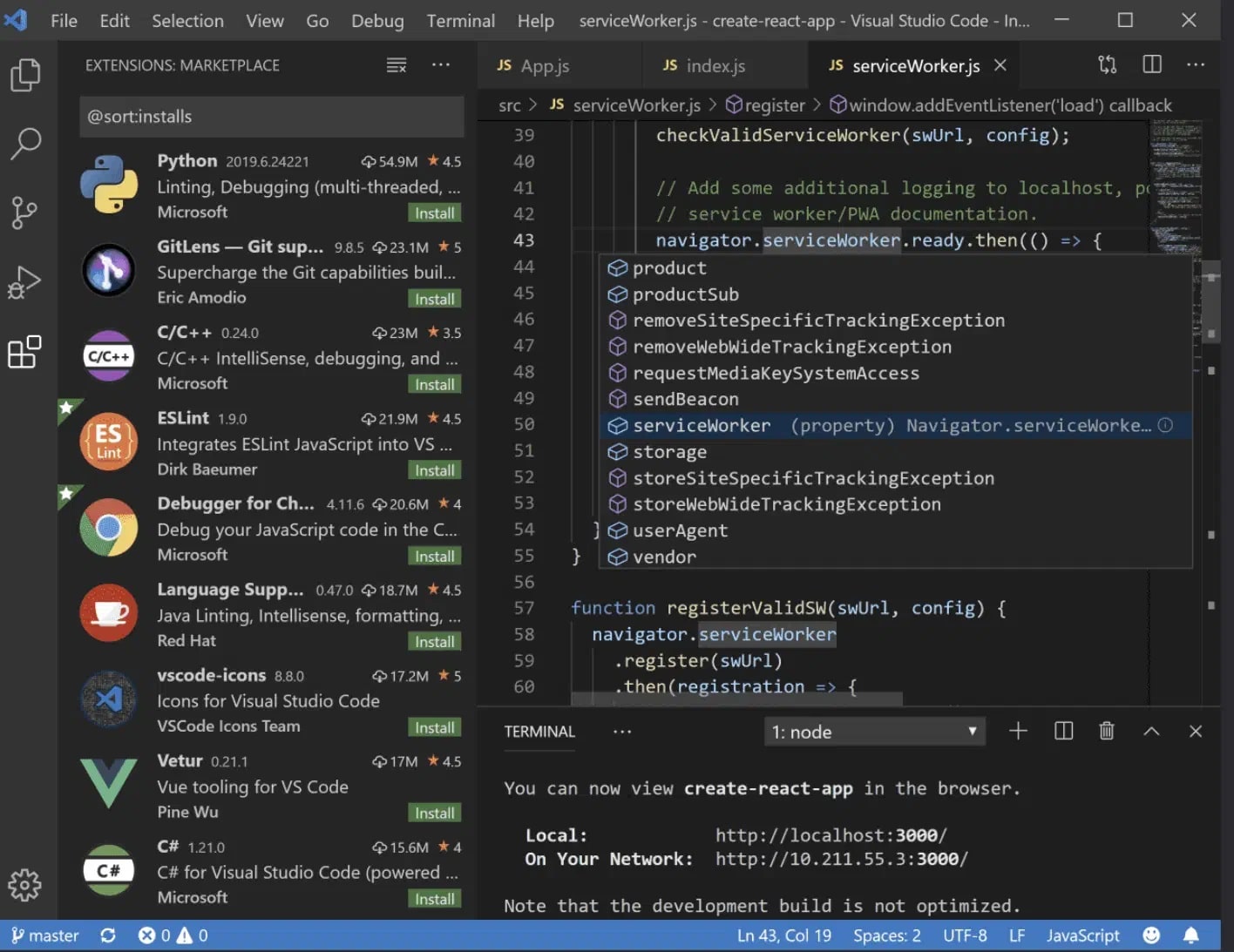 screenshot from Visual Studio Code