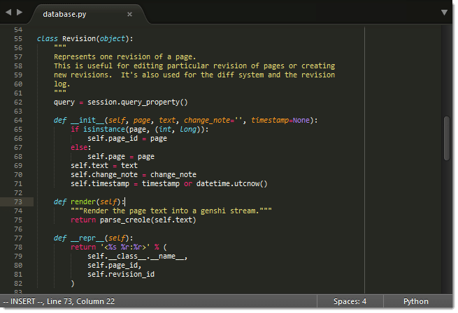 screenshot from Sublime Text