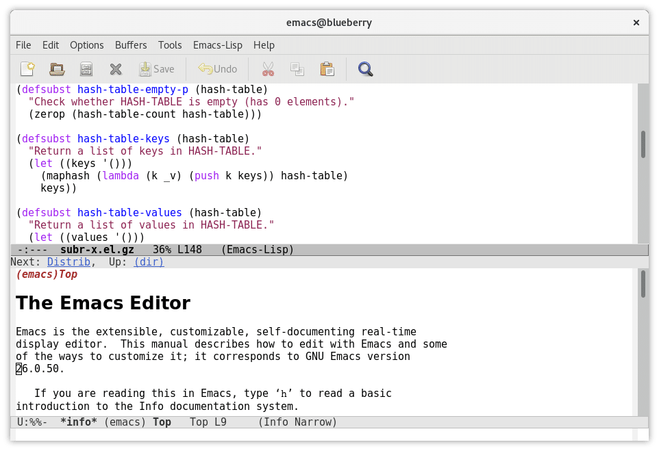 screenshot from Emacs