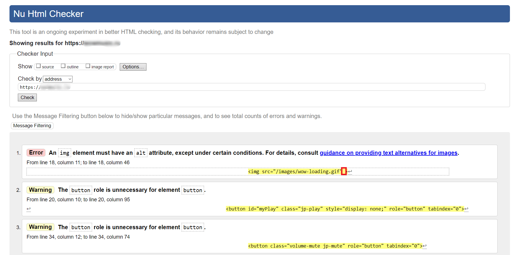 screenshot from validator