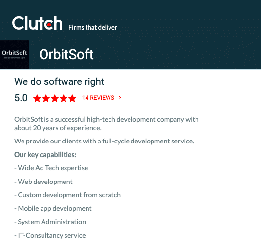 OrbitSoft Records 14th Straight 5-Star Review on Clutch