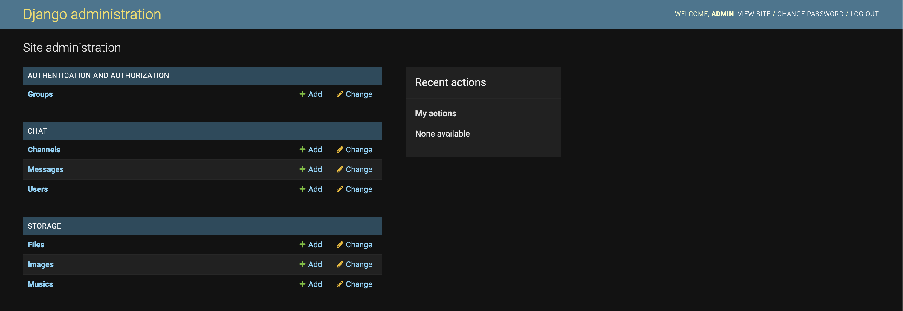 Django administrative panel screenshot