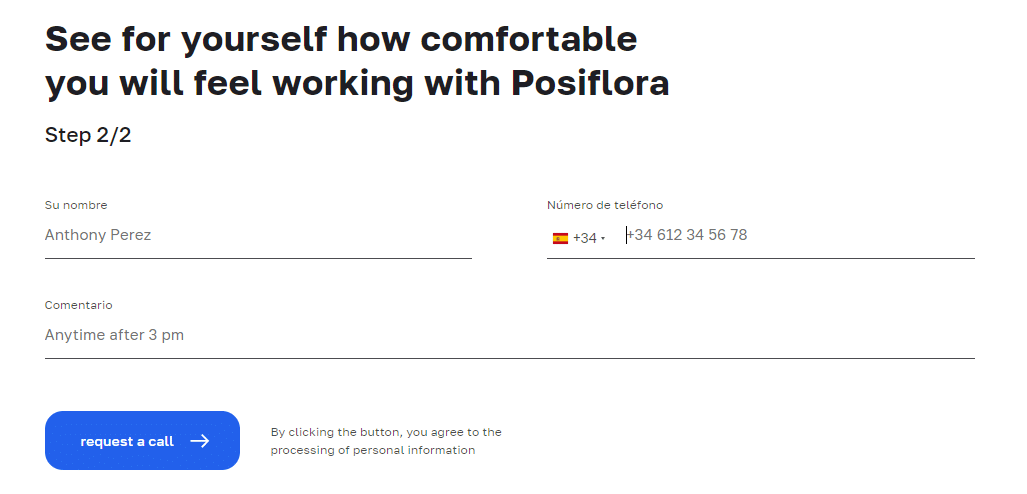 a screenshot from posiflora.com
